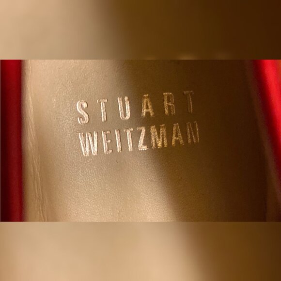 Stuart Weizmann metallic red loafers with brass and red Dalmatians - Picture 5 of 5